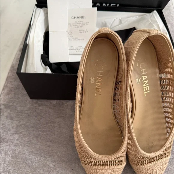 CHANEL Beige Crochet Ballet Flats - Picture 7 of 14